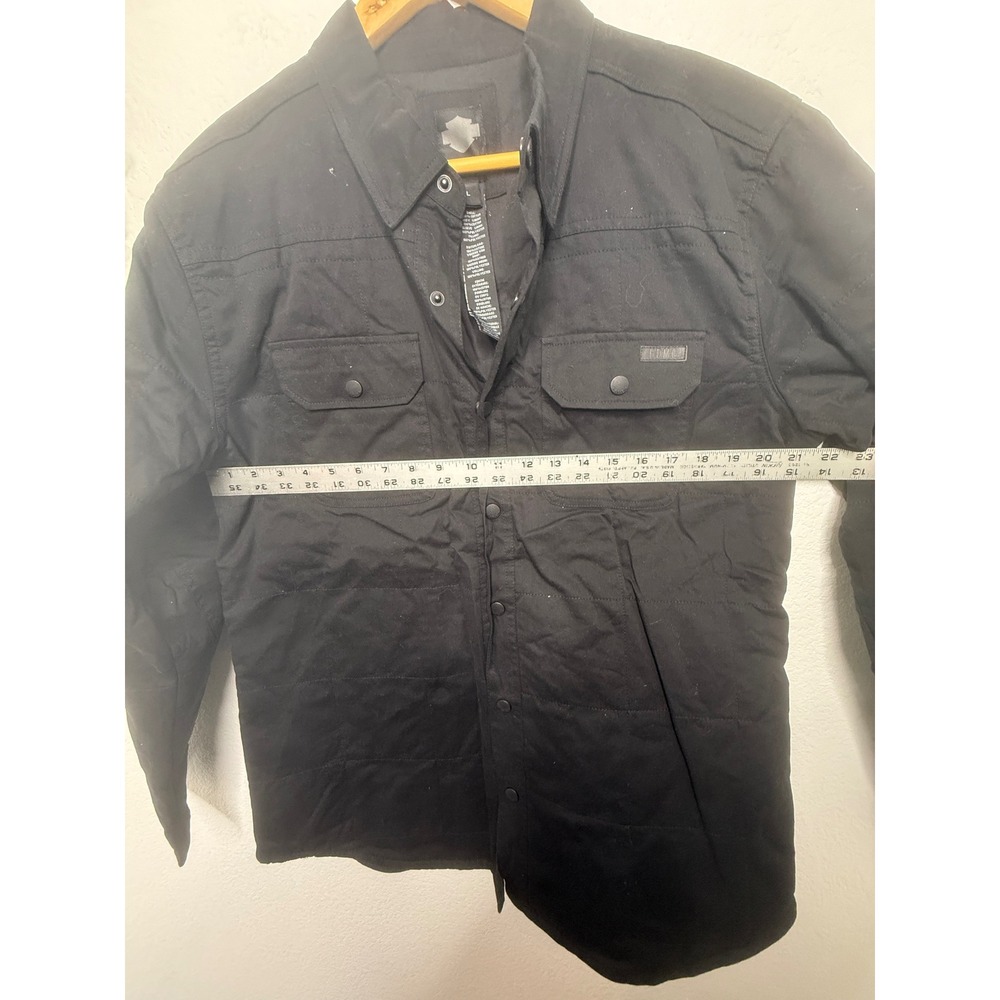 Harley-Davidson Mens Black Quilted Snap Front Shirt Jacket Size Large Cotton L - Picture 4 of 6